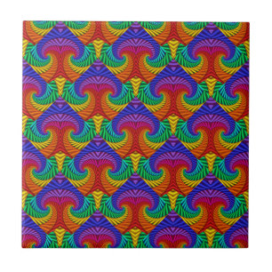 Azulejo De Cerâmica Arco-Íris Vintage Fractal Psicodélico Caleidosc