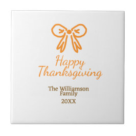 Azulejo De Cerâmica Arco laranja retrô feliz Ação de Graças adiciona f
