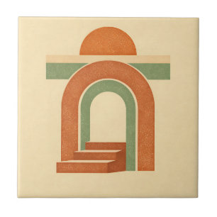 Azulejo De Cerâmica Arco Minimalista Retro Boho Arco-íris