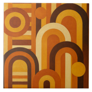 Azulejo De Cerâmica Arcos e Manchas Solares Design Geométrico Retro MC