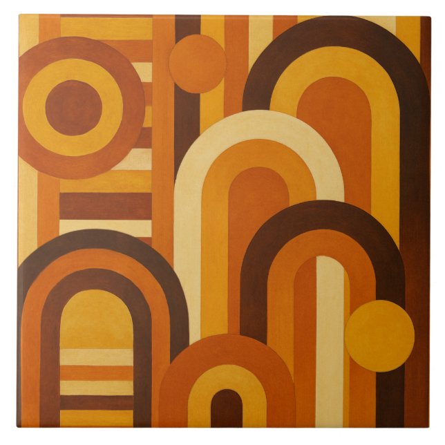Azulejo De Cerâmica Arcos e Manchas Solares Design Geométrico Retro MC (Frente)