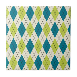 Azulejo De Cerâmica Argyle Azul E Verde