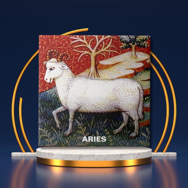 Azulejo De Cerâmica Aria a Festa de aniversário do Ram Zodiac Sinal (Aries the Ram Zodiac Sign Birthday Party Ceramic Tile Cover)