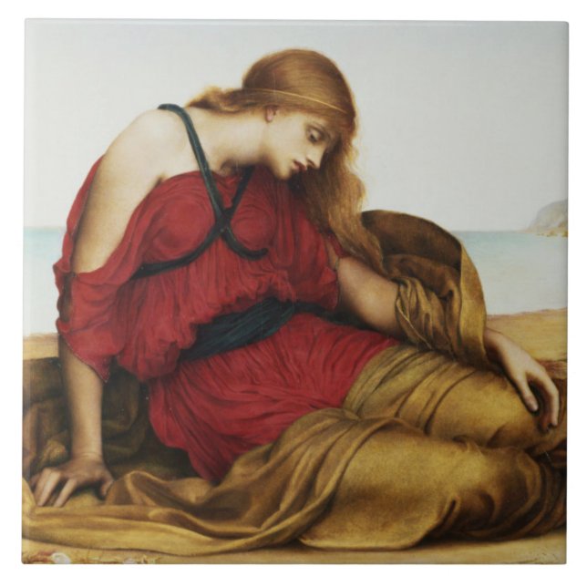 Azulejo De Cerâmica Ariadne em Naxos (Mito Grego Clássico) (Frente)