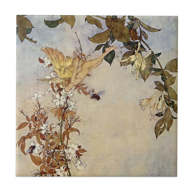 Azulejo De Cerâmica "Ariel and the Bee" por Edmund Dulac (Frente)