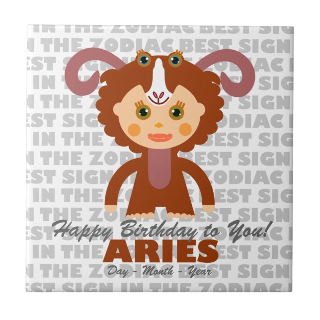 Azulejo De Cerâmica Aries Happy Birthday (Frente)