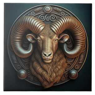 Azulejo De Cerâmica Aries - Símbolo Zodiodíaco Aries Horoscópio