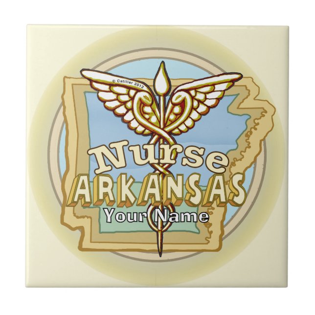 Azulejo De Cerâmica Arkansas Nurse Caduceus  tile  (Frente)