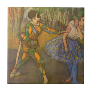 Azulejo De Cerâmica Arlequim e Colombina de Edgar Degas Arte Antigo