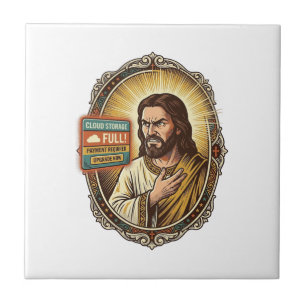 Azulejo De Cerâmica Armazenamento em Nuvem de Jesus Cheio Alerta Paywa
