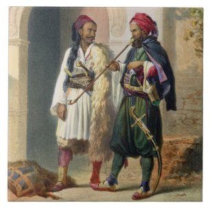 Azulejo De Cerâmica Arnaout e soldados Osmanli em Alexandria, illust