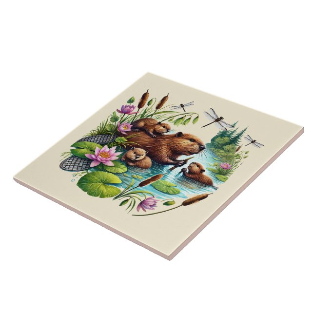 Azulejo De Cerâmica Aromas de castores de madeira (Lateral)