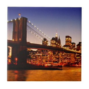 Azulejo De Cerâmica Arquitectura da cidade de New York com a ponte
