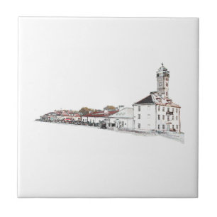 Azulejo De Cerâmica Arquitetura da Torre de Fogo de Água Antiga