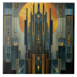 Azulejo De Cerâmica Arquitetura Deco À Noite