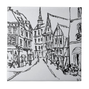 Azulejo De Cerâmica Arquitetura Dinan, Bretanha, França