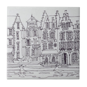Azulejo De Cerâmica Arquitetura flamenga na orla, Gante, Bélgica