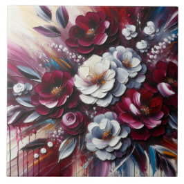 Azulejo De Cerâmica Arranjo floral branco e marrom |