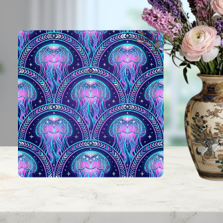 Azulejo De Cerâmica Art Déco Água-viva Roxo Rosa Verde-água Geométrico