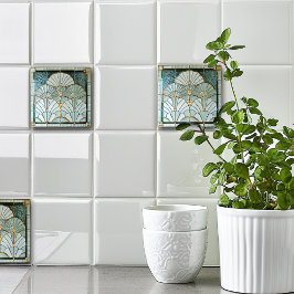 Azulejo De Cerâmica Art Deco Art Nouveau Verde Ouro Elegante Bonito