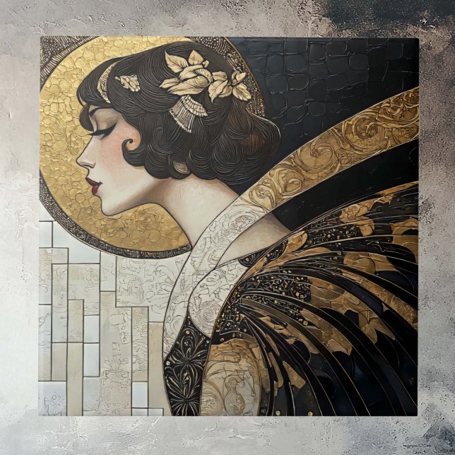Azulejo De Cerâmica Art Deco Beauty (Criador carregado)