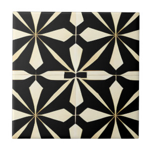 Azulejo De Cerâmica Art Deco Black and Cream