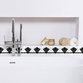 Azulejo De Cerâmica Art Deco Black White Chic Border Geométrico 04