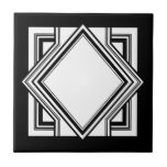 Azulejo De Cerâmica Art Deco Black White Chic Square Geométrico 05<br><div class="desc">Azulejo cerâmico decorativo de elemento quadrado geométrico elegante,  preto e branco,  ao estilo de deco de arte chic. Design de chic elegante,  perfeito para um interior moderno ou de deco de arte.</div>