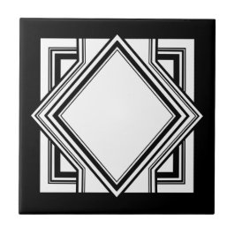 Azulejo De Cerâmica Art Deco Black White Chic Square Geométrico 05