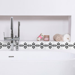 Azulejo De Cerâmica Art Deco Black White Simple Geométrico Border 03