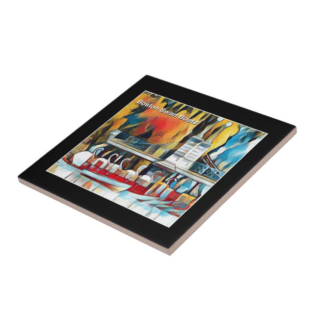 Azulejo De Cerâmica Art Deco Boston Swan Boats (Lateral)