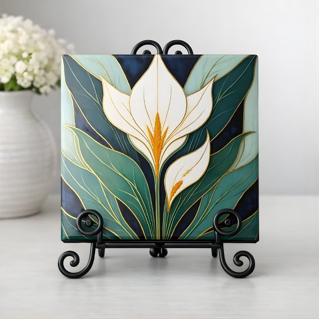 Azulejo De Cerâmica Art Deco Calla Lily Flower (Criador carregado)