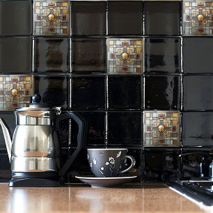 Azulejo De Cerâmica Art Deco Cinza Dourada Rust Tan Geométrico