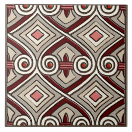 Azulejo De Cerâmica Art Deco Does Persia (Tan, Coral, Cinza e Maroon)