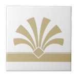 Azulejo De Cerâmica Art Deco Dourado Elemento Geométrico da Flor Branc<br><div class="desc">Elegante faux gold art deco style geométrica flower element ornamento em um azulejo de cerâmica decorativa em fundo branco. Observe que a cor dourada aqui é um impressão de cor bege e achatado e não é uma cor dourada ou folha de alumínio. Design chic elegante, perfeito para um interior moderno...</div>