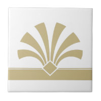 Art Deco Dourado Elemento Geométrico da Flor Branc