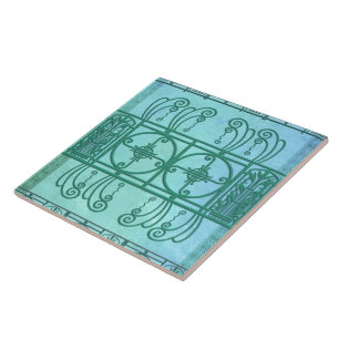 AZULEJO DE CERÂMICA ART DECO EXTRAVAGANTE DO PRIMAVERA: AQUA ELEGANTE