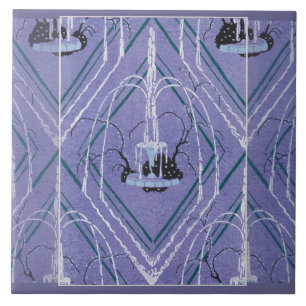 Azulejo De Cerâmica Art Deco Fountain in Blue