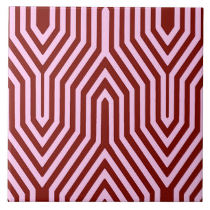Azulejo De Cerâmica Art deco geométrico - Borgonha e rosa