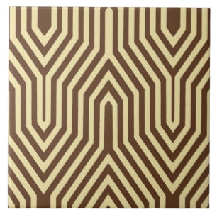Azulejo De Cerâmica Art deco geométrico - marrom escuro e tan