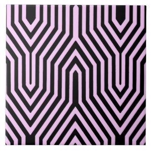 Azulejo De Cerâmica Art Deco Geométrico - preto e rosa