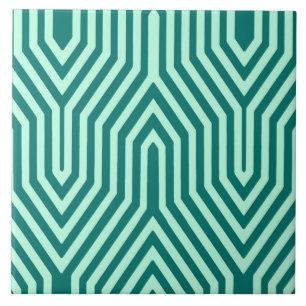 Azulejo De Cerâmica Art deco geométrico - turquesa e aqua