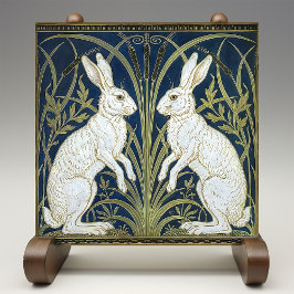 Azulejo De Cerâmica Art Deco Hares Wall Decor Art Nouveau Rabbit