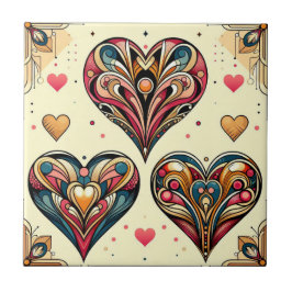 Azulejo De Cerâmica Art Deco Hearts