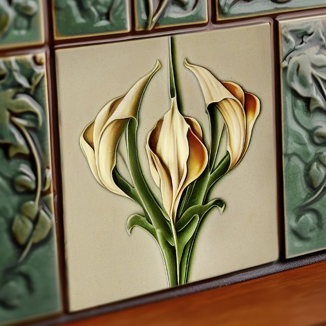 Azulejo De Cerâmica Art Deco lilly Wall Decor Art Nouveau (Criador carregado)