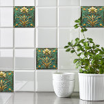 Azulejo De Cerâmica Art Deco Linda Lily Turquoise Green Dourada<br><div class="desc">Belo azulejo cerâmico com um design de Arte Deco. Muito bonito Lily em tons de creme e verde. Conteúdo genérico</div>