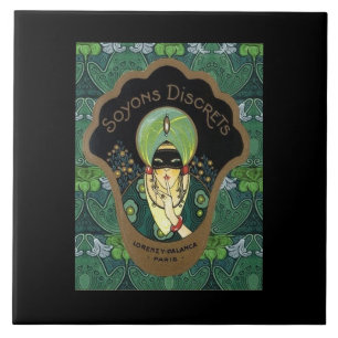 Azulejo De Cerâmica Art deco mascarada mulher vintage