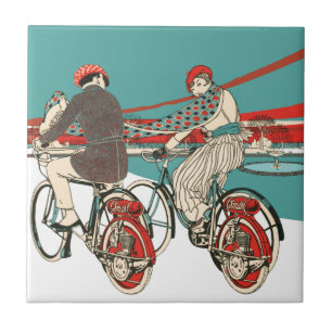 Azulejo De Cerâmica Art Deco — Motociclismo