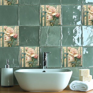 Azulejo De Cerâmica Art Deco Nouveau Dama Encantadora