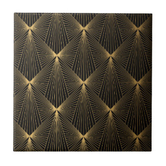 Azulejo De Cerâmica Art déco,ouro preto,elegante,chique,padrão,sofisti
